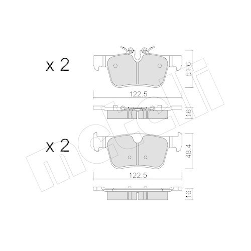 Bremsbelagsatz Scheibenbremse Metelli 22-1121-0 f&uuml;r Volvo Hinterachse