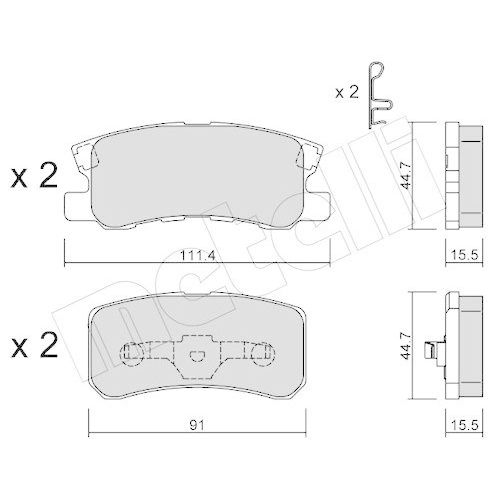 Bremsbelagsatz Scheibenbremse Metelli 22-0400-0 f&uuml;r Chrysler Citro&euml;n Mitsubishi