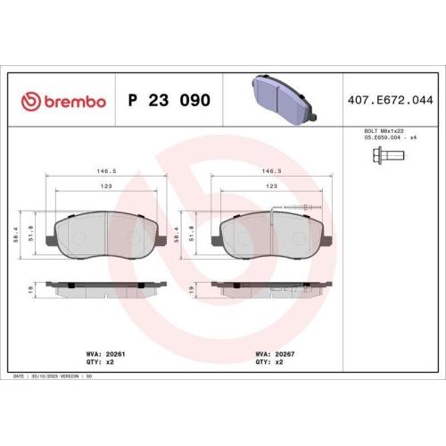 Bremsbelagsatz Scheibenbremse Brembo P23090 Prime Line f&uuml;r Citro&euml;n Fiat Lancia