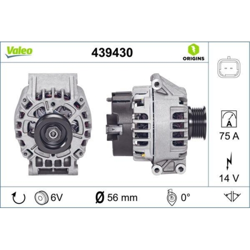 Generator Valeo 439430 Valeo Origins New Oe Technologie f&uuml;r Renault Volvo Dacia