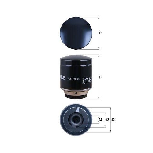 &Ouml;lfilter Mahle OC 593/4 f&uuml;r Audi Seat Skoda VW Vw (faw) Vw (svw) Byd Skoda (svw)