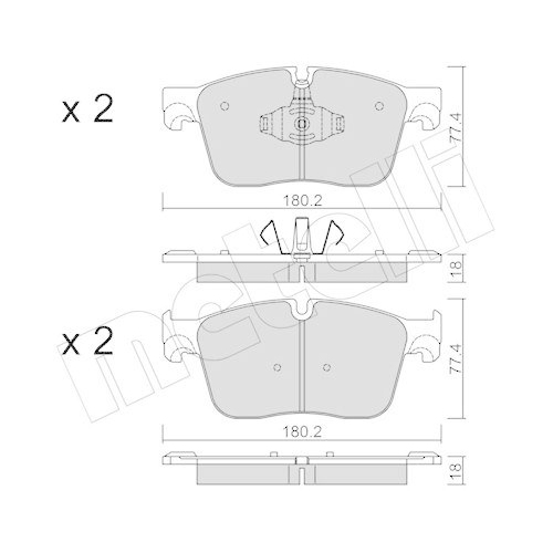Brake Pad Set Disc Brake Metelli 22-1124-0 for Jaguar Land Rover Front Axle