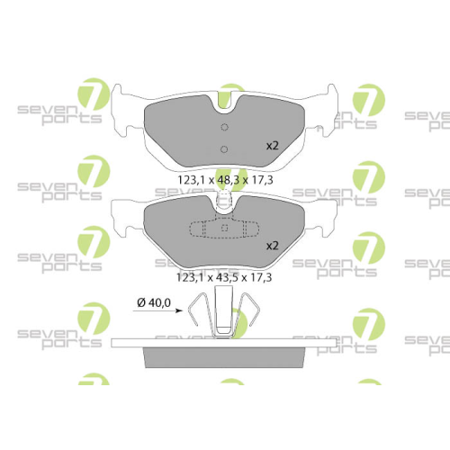 Bremsbelagsatz Scheibenbremse 7 Seven Parts SVP23080 f&uuml;r Bmw Mini 1. Hinterachse