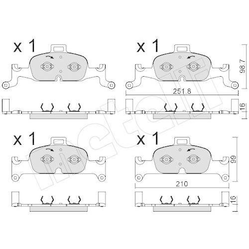 Bremsbelagsatz Scheibenbremse Metelli 22-1126-0 f&uuml;r Audi VW Vorderachse