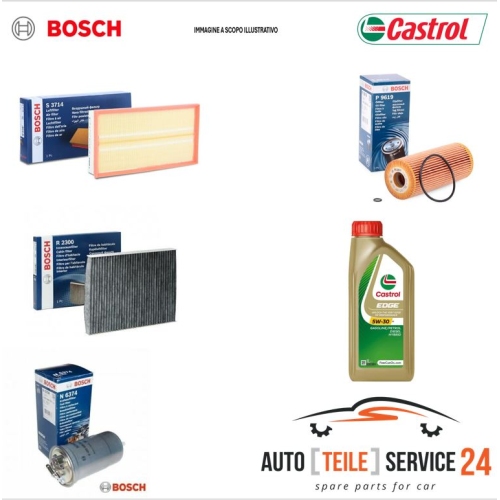 Servicekit 4 Filter Bosch f&uuml;r PEUGEOT 107 +4 Liter &Ouml;l 5w30