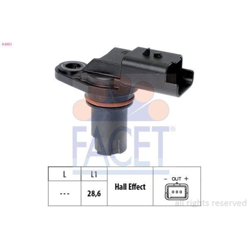 Sensor Nockenwellenposition Facet 9.0551 Made In Italy - Oe Equivalent f&uuml;r Opel