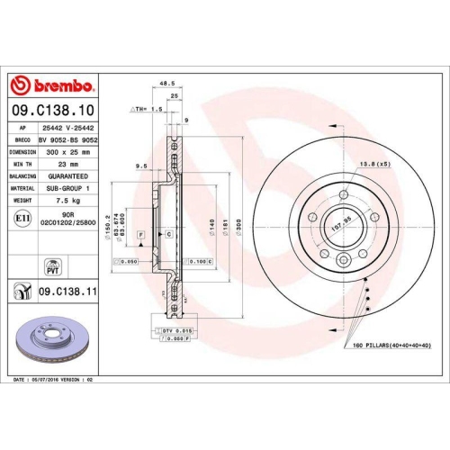 2X Brembo Bremsscheibe Prime Line - Uv Coated f&uuml;r Volvo(changan)
