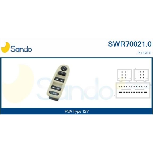 Schalter Fensterheber Sando SWR70021.0 f&uuml;r Citro&euml;n/peugeot Fahrerseitig