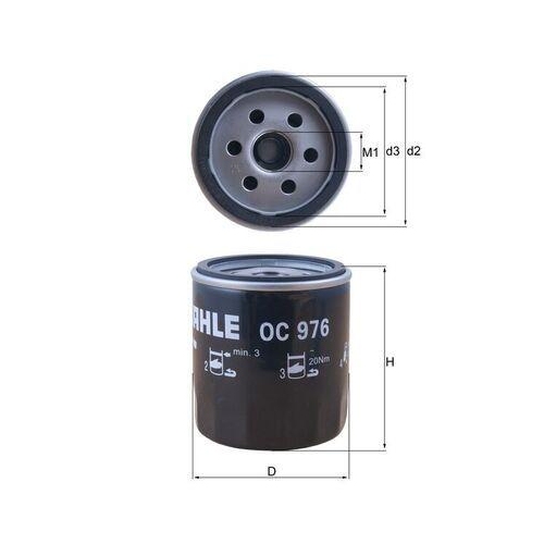 &Ouml;lfilter Mahle OC 976 f&uuml;r Citro&euml;n Daf Fiat Ford Gmc Lancia Nissan Opel Peugeot