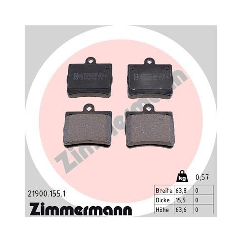 Bremsbelagsatz Scheibenbremse Zimmermann 21900.155.1 f&uuml;r Mercedes Benz