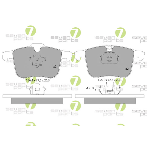 Bremsbelagsatz Scheibenbremse 7 Seven Parts SVP23150 f&uuml;r Citro&euml;n Opel Peugeot