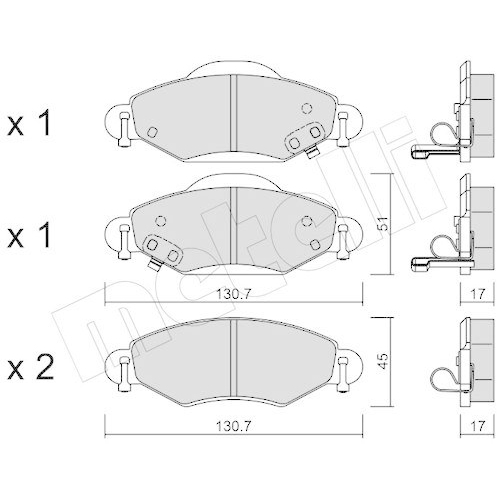 Bremsbelagsatz Scheibenbremse Metelli 22-0421-0 f&uuml;r Toyota Vorderachse