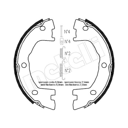 Bremsbackensatz Feststellbremse Metelli 53-0097K für Hinterachse
