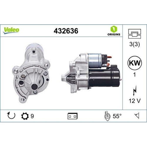Starter Valeo 432636 Valeo Origins New Oe Technologie f&uuml;r Citro&euml;n Fiat Lancia