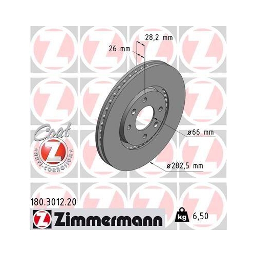 Zimmermann 2X Bremsscheibe Vorderachse Coat Z f&uuml;r Citro&euml;n/peugeot