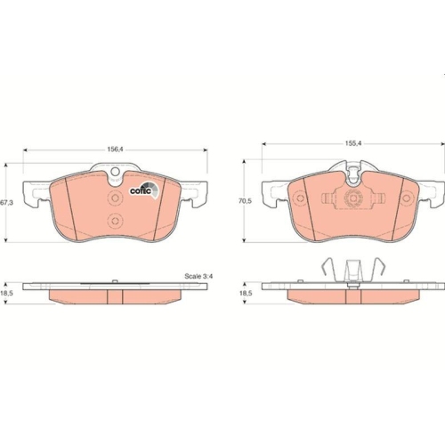 Bremsbelagsatz Scheibenbremse Trw GDB1374 Cotec f&uuml;r Saic Motor MG Rover