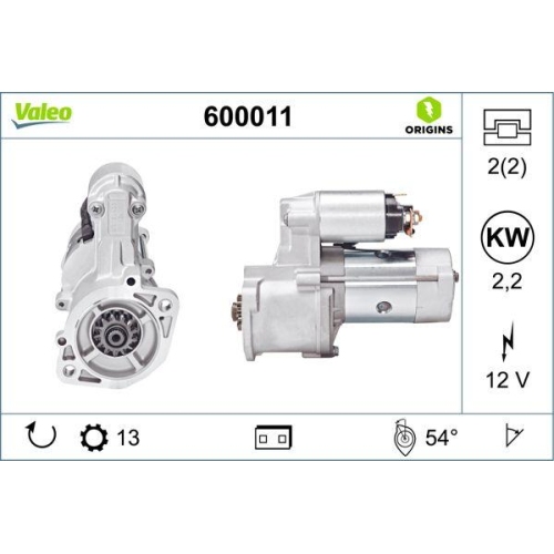 Starter Valeo 600011 Valeo Origins New Oe Technologie f&uuml;r Hyundai Galloper