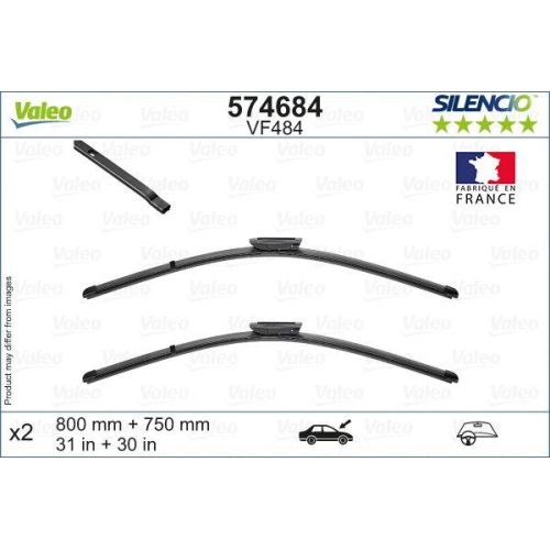 Wischblatt Valeo 574684 Silencio Flat Blade Set f&uuml;r Citro&euml;n Vorne