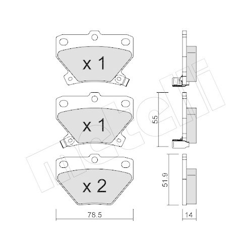 Bremsbelagsatz Scheibenbremse Metelli 22-0424-0 f&uuml;r Toyota Hinterachse