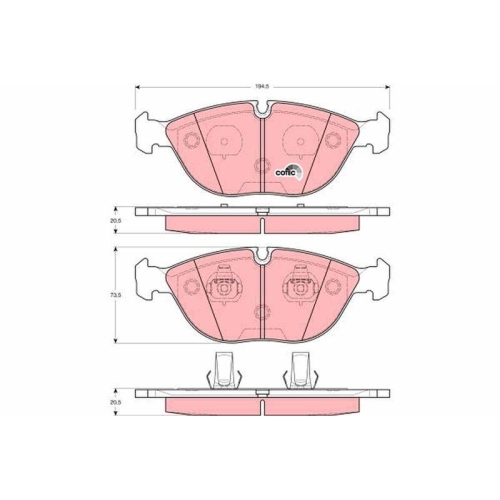 Bremsbelagsatz Scheibenbremse Trw GDB1285 Cotec f&uuml;r VW Bmw Chrysler Audi Alpina