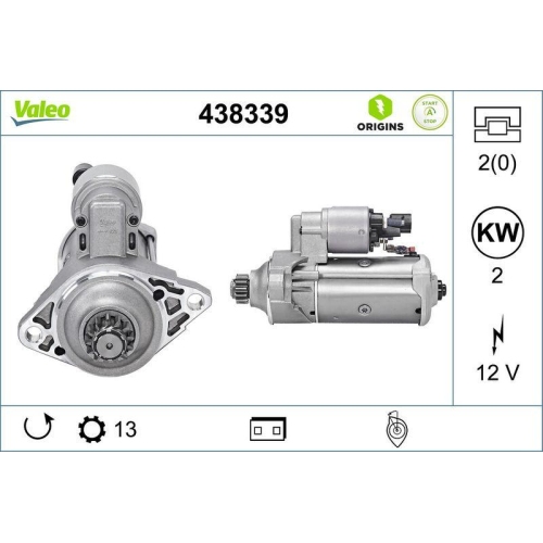 Starter Valeo 438339 Valeo Origins Stop&start - New O.e. Technologie f&uuml;r Audi VW