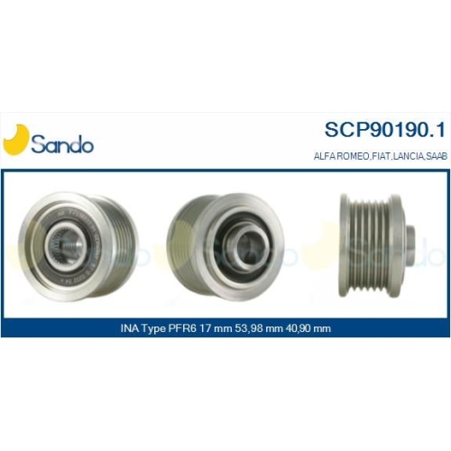 Riemenscheibe Generator Sando SCP90190.1 für Alfa Romeo Fiat Ford Lancia Saab