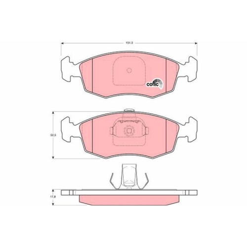 Bremsbelagsatz Scheibenbremse Trw GDB1383 Cotec f&uuml;r Alfa Romeo Fiat Vorderachse