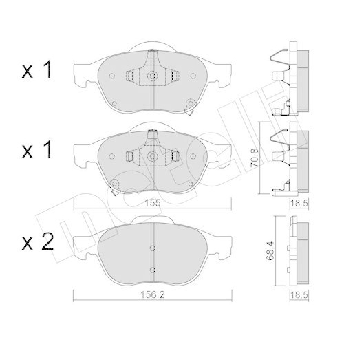Bremsbelagsatz Scheibenbremse Metelli 22-0448-0 f&uuml;r Toyota Vorderachse