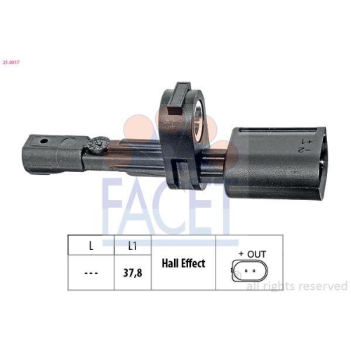 Sensor Raddrehzahl Facet 21.0017 Made In Italy - Oe Equivalent f&uuml;r Audi Man Seat