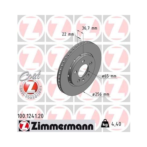 Bremsscheibe Zimmermann 100.1241.20 Coat Z f&uuml;r Vag Vw (faw) Hinterachse