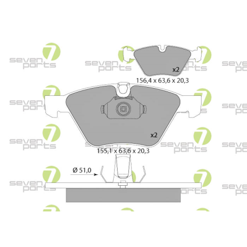 Bremsbelagsatz Scheibenbremse 7 Seven Parts SVP23420 f&uuml;r Bmw Mini 1. Vorderachse