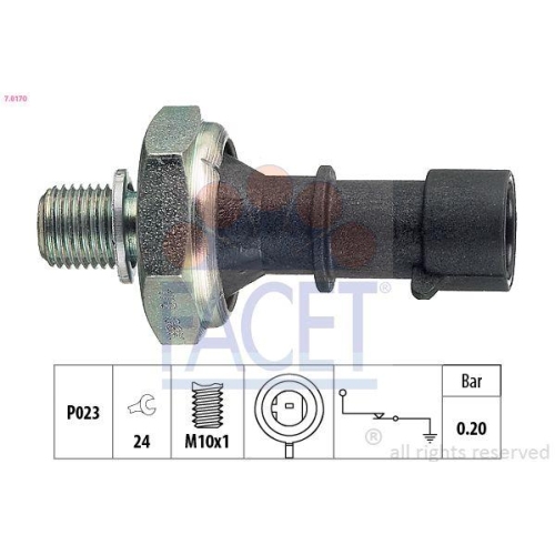 Oil Pressure Switch Facet 7.0170 Made In Italy - Oe Equivalent for Isuzu Opel