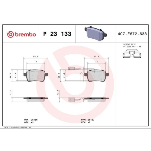 Bremsbelagsatz Scheibenbremse Brembo P23133 Prime Line f&uuml;r Alfa Romeo