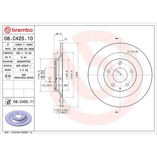 2X Brembo Bremsscheibe Prime Line - Uv Coated f&uuml;r Mazda Mazda (changan)