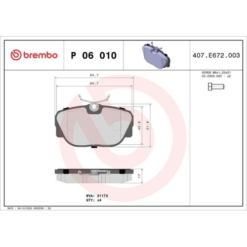 Bremsbelagsatz Scheibenbremse Brembo P06010 Prime Line f&uuml;r Bmw Vorderachse