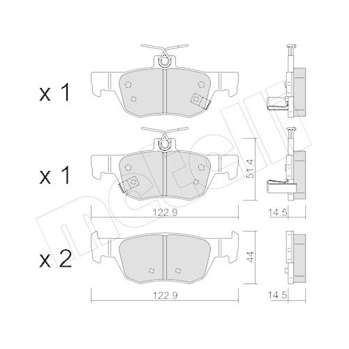 Bremsbelagsatz Scheibenbremse Metelli 22-1226-0 f&uuml;r Mazda Hinterachse
