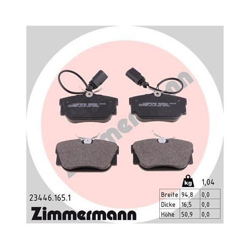 Bremsbelagsatz Scheibenbremse Zimmermann 23446.165.1 f&uuml;r Ford Vag Hinterachse