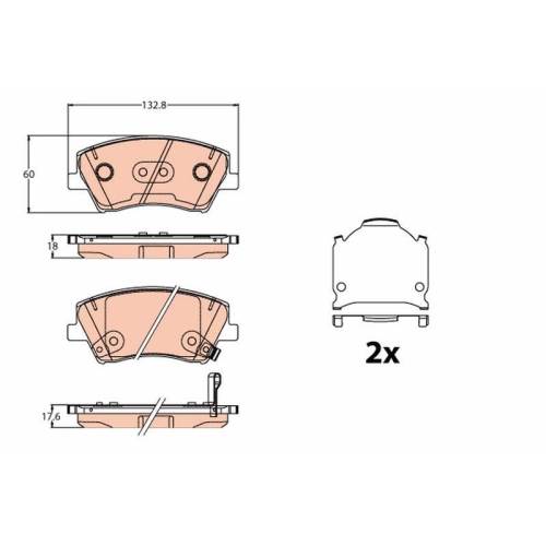 Bremsbelagsatz Scheibenbremse Trw GDB2203 f&uuml;r Hyundai Kia Vorderachse