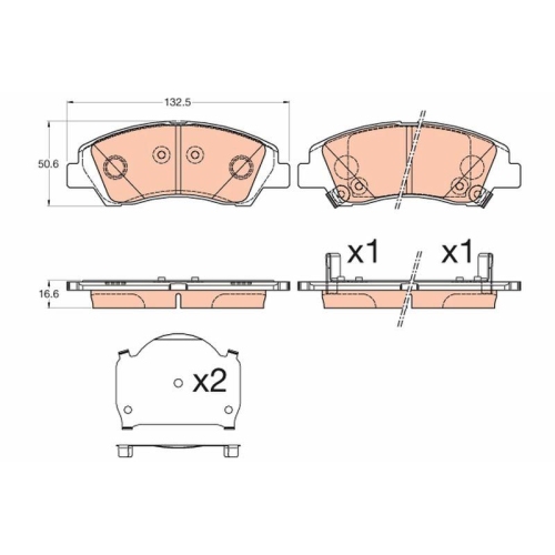 Bremsbelagsatz Scheibenbremse Trw GDB3618 f&uuml;r Hyundai Vorderachse