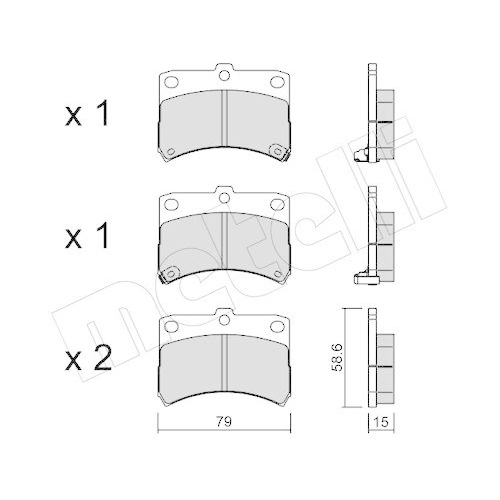 Brake Pad Set Disc Brake Metelli 22-0459-0 for Daihatsu Front Axle