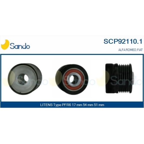 Riemenscheibe Generator Sando SCP92110.1 f&uuml;r Alfa Romeo Fiat Ika