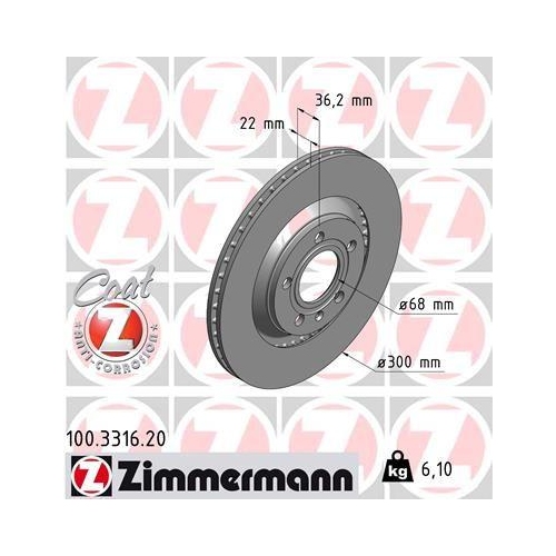 Bremsscheibe Zimmermann 100.3316.20 Coat Z f&uuml;r Audi Hinterachse