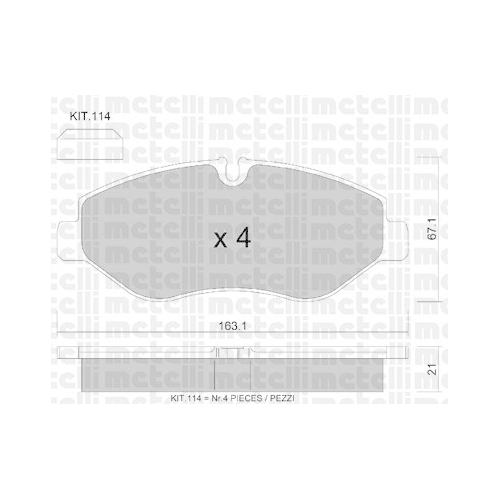 Bremsbelagsatz Scheibenbremse Metelli 22-0671-2 f&uuml;r Iveco Vorderachse