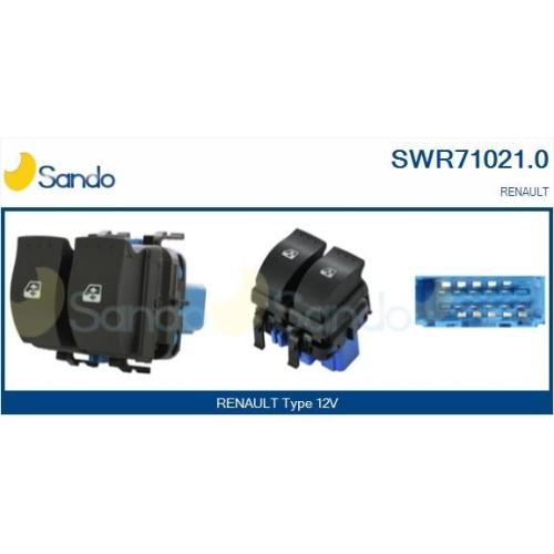 Schalter Fensterheber Sando SWR71021.0 für Renault Fahrerseitig