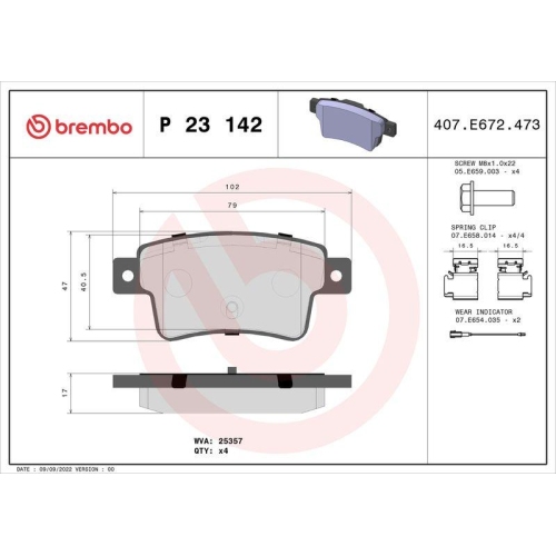 Bremsbelagsatz Scheibenbremse Brembo P23142 Prime Line f&uuml;r Fiat Abarth