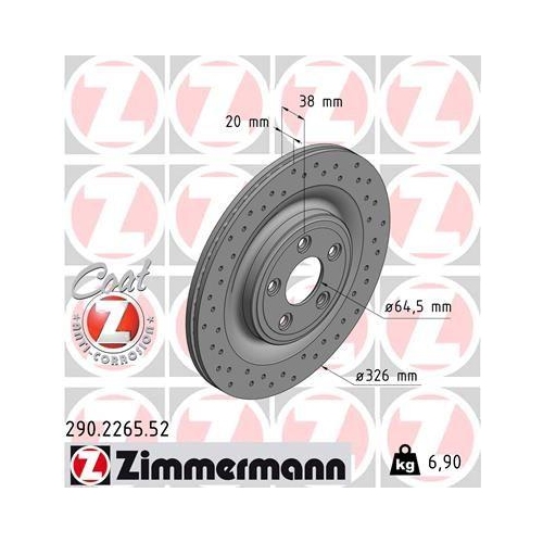 Bremsscheibe Zimmermann 290.2265.52 Sport Z f&uuml;r Jaguar Hinterachse