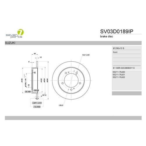 Bremsscheibe 7 Seven Parts SV03D0189IP f&uuml;r Suzuki Vorderachse