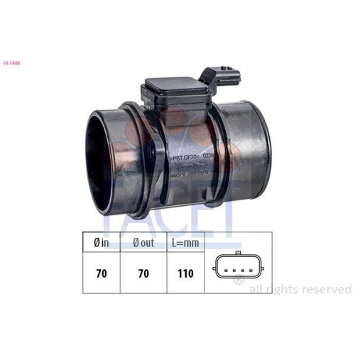 Mass Air Flow Sensor Facet 10.1448 Made In Italy - Oe Equivalent for Nissan