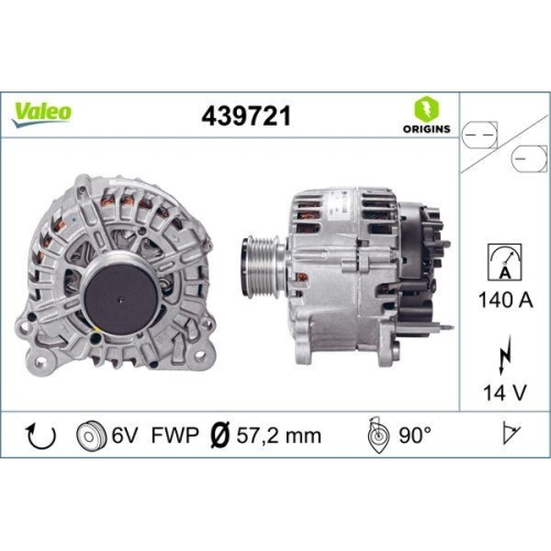 Generator Valeo 439721 Valeo Origins New Oe Technologie f&uuml;r Seat Skoda VW