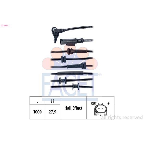 Sensor Raddrehzahl Facet 21.0020 Made In Italy - Oe Equivalent für Fiat Hitachi